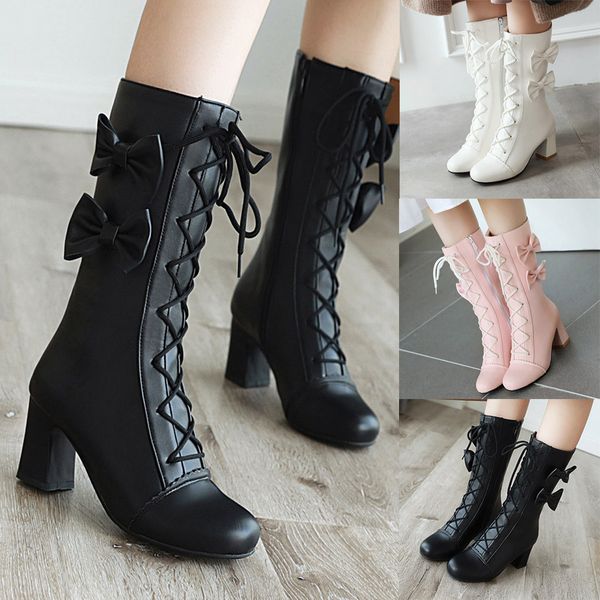 women bow-knotted round toe high heels pure color zipper keep warm ankle boots knee high boots butterfly-knot zapatos mujer 2019, Black
women bow-knotted round toe high heels pure color zipper keep warm ankle boots knee high boots butterfly-knot zapatos mujer 2019, Black