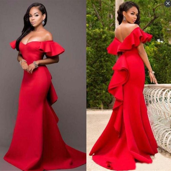african prom dresses plain red off shoulder satin mermaid party dress formal vestidos ruched sweep train formal evening gowns sd3345, Black
african prom dresses plain red off shoulder satin mermaid party dress formal vestidos ruched sweep train formal evening gowns sd3345, Black