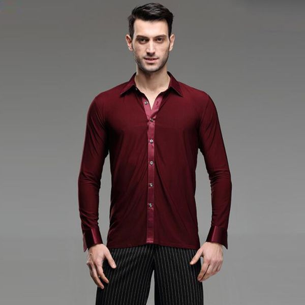man ballroom dance long sleeve mens latin dance shirts lapel/collar practice/performance wear, Black;red 
man ballroom dance long sleeve mens latin dance shirts lapel/collar practice/performance wear, Black;red