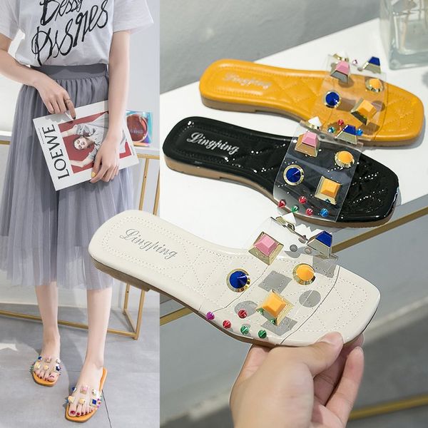 women shoes rivet slippers women transparent slides casual mules summer flat heels pvc rubber slippers beach bling pantufa, Black
women shoes rivet slippers women transparent slides casual mules summer flat heels pvc rubber slippers beach bling pantufa, Black