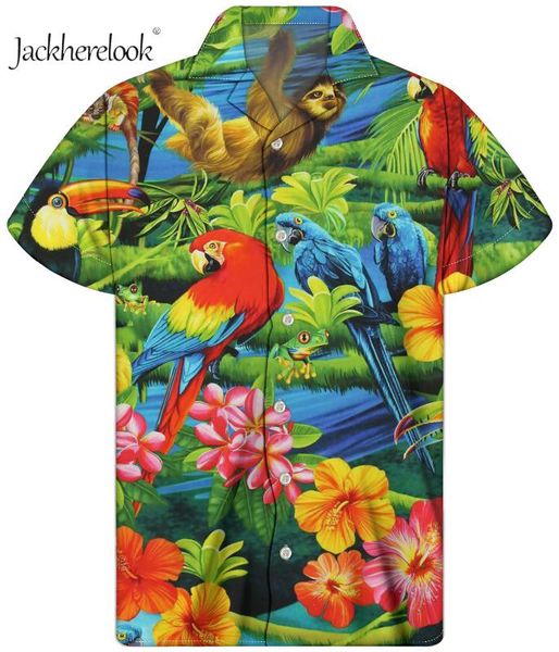 jackherelook hawaiian parrot printed button down shirt for men casual summer beach short sleeve men's collar shirt tees, White;black
jackherelook hawaiian parrot printed button down shirt for men casual summer beach short sleeve men's collar shirt tees, White;black