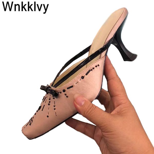 shiny slippers summer dress shoes lazy muellers high heels crystal bowknot decor square toe satin silk runway sandals 2020, Black
shiny slippers summer dress shoes lazy muellers high heels crystal bowknot decor square toe satin silk runway sandals 2020, Black