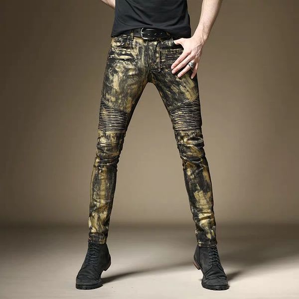 new fashion male men's slim european american hip hop jeans slim hand painted punk rock copper pants trousers, Blue
new fashion male men's slim european american hip hop jeans slim hand painted punk rock copper pants trousers, Blue