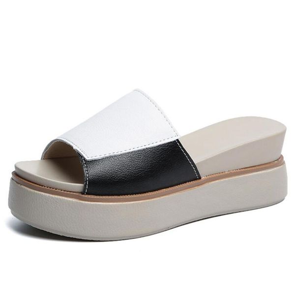 colorblock wedge thick bottom flip flops platform slippers cow split leather ladies sandals woman shoes outside beach slipper, Black
colorblock wedge thick bottom flip flops platform slippers cow split leather ladies sandals woman shoes outside beach slipper, Black