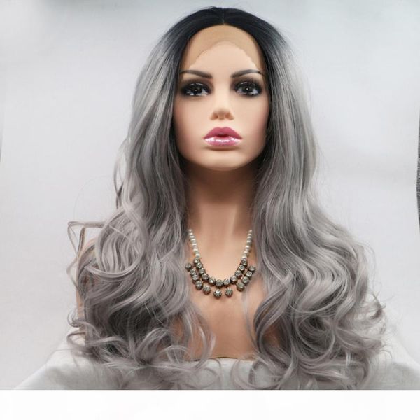 grey dark rooted wig ombre color silver glueless heat resistant long body wave gray synthetic lace front wigs for black women, Black;brown
grey dark rooted wig ombre color silver glueless heat resistant long body wave gray synthetic lace front wigs for black women, Black;brown