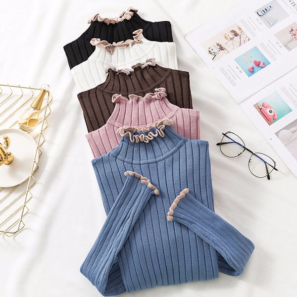 korean ruffles turtleneck sweater women 2019 autumn and winter basic long sleeve knitted sweaters slim streetwear pullover, White;black
korean ruffles turtleneck sweater women 2019 autumn and winter basic long sleeve knitted sweaters slim streetwear pullover, White;black