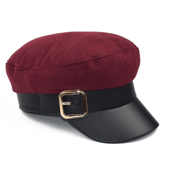 fashion women pu leather military beret hat ladies adjustable female gorras bonnet metal buckle woolen cap flat caps hats, Blue;gray
fashion women pu leather military beret hat ladies adjustable female gorras bonnet metal buckle woolen cap flat caps hats, Blue;gray