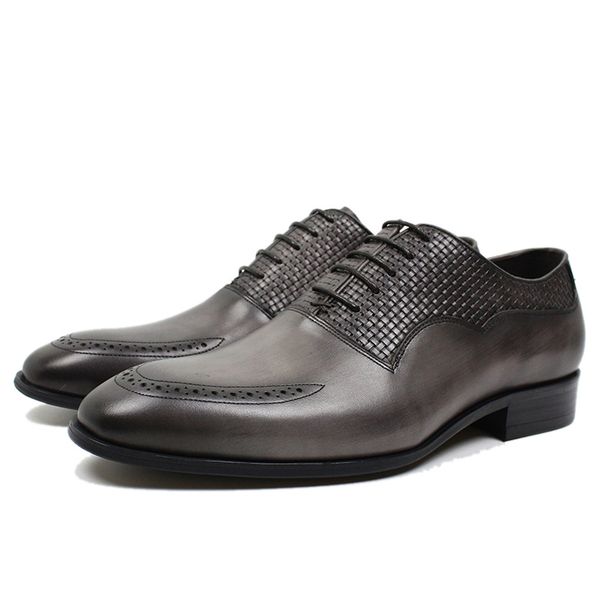 men dress shoes genuine leather hand painted gray lace up mens oxford shoes business pointed toe men's formal for wedding, Black
men dress shoes genuine leather hand painted gray lace up mens oxford shoes business pointed toe men's formal for wedding, Black