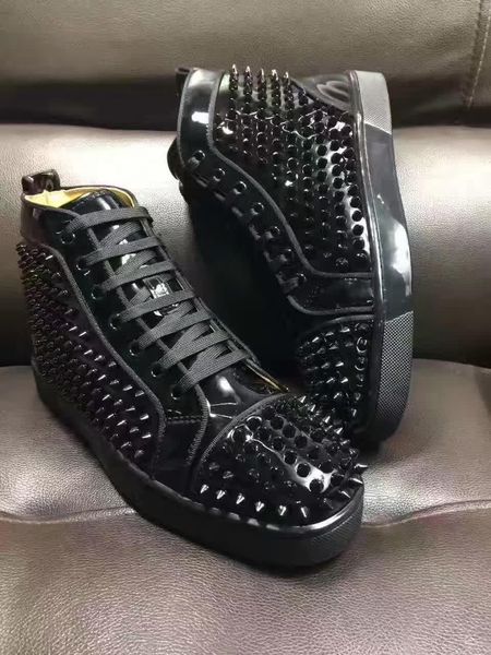 designer brand men women spikes red bottom sneakers comfortable black patent leather casual walking with original box
designer brand men women spikes red bottom sneakers comfortable black patent leather casual walking with original box