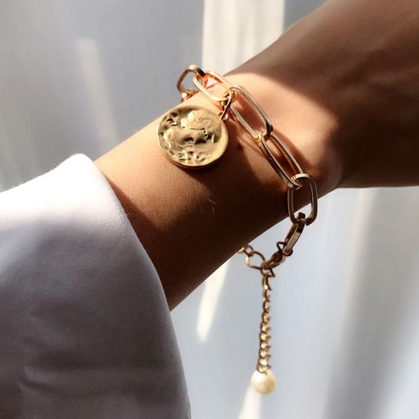 just feel 2019 simple metal chain bangles bracelets for women fashion charm gold coin portrait bracelets femme jewelry wholesale, Black
just feel 2019 simple metal chain bangles bracelets for women fashion charm gold coin portrait bracelets femme jewelry wholesale, Black