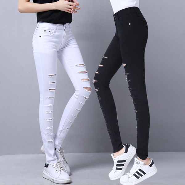 origional design selling 2019 spring with holes jeans women's summer trousers elasticity tight-fit skinny pants, Blue
origional design selling 2019 spring with holes jeans women's summer trousers elasticity tight-fit skinny pants, Blue