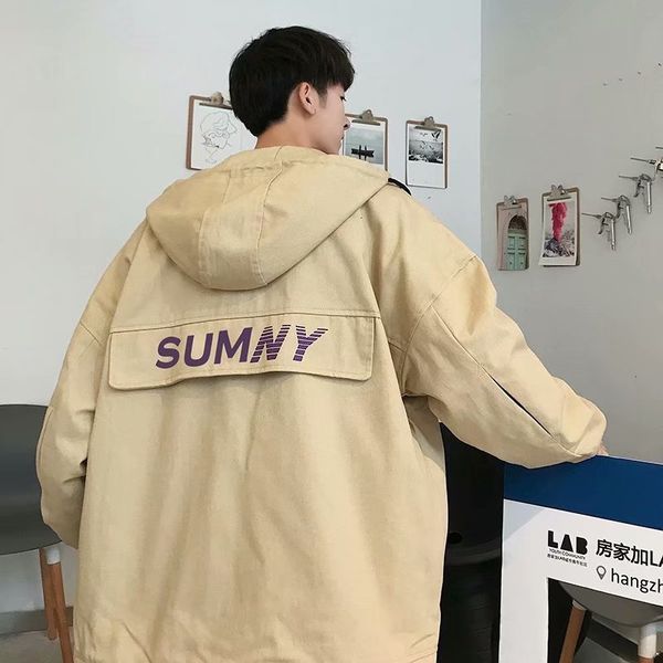 2019 autumn and winter men's new casual solid color letter pattern printing hooded zipper jacket loose temperament trend cotton, Black;brown
2019 autumn and winter men's new casual solid color letter pattern printing hooded zipper jacket loose temperament trend cotton, Black;brown