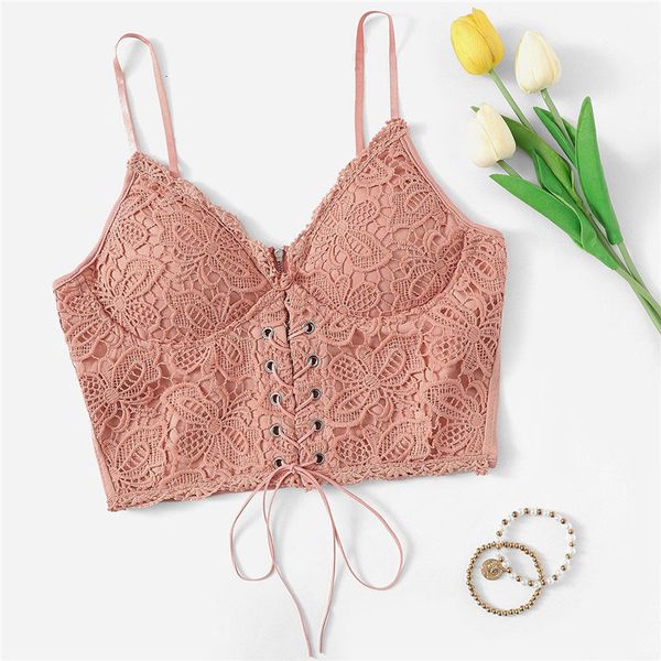 ladies tank pink eyelet lace up zipper stretchy crop surplice solid slim short cami 2019 women crop top, White
ladies tank pink eyelet lace up zipper stretchy crop surplice solid slim short cami 2019 women crop top, White