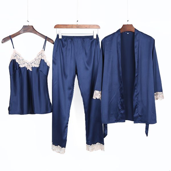 ladies silk satin pajama set lace sleepwear set fashion home clothing v-neck nightwear bathrobe+pant 3 pieces for women, Blue;gray
ladies silk satin pajama set lace sleepwear set fashion home clothing v-neck nightwear bathrobe+pant 3 pieces for women, Blue;gray