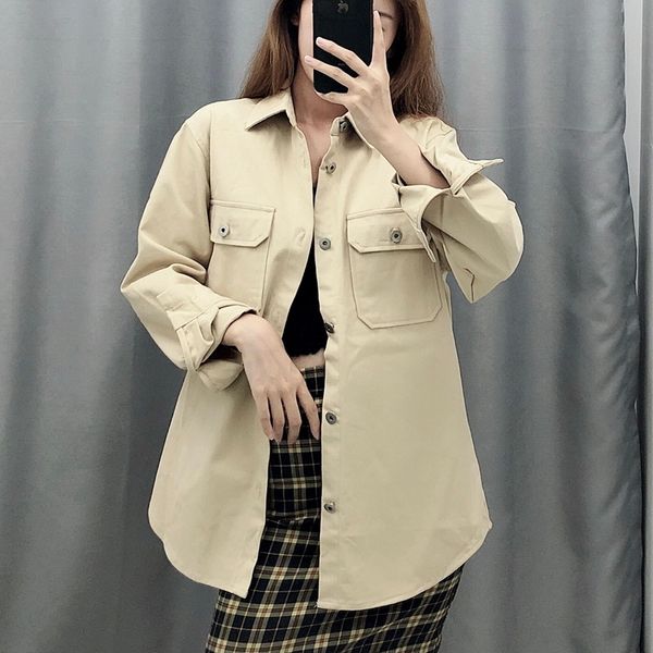 autumn women loose shirt 2019 new fashion cotton twill long sleeve pockets modern lady casual wide, White
autumn women loose shirt 2019 new fashion cotton twill long sleeve pockets modern lady casual wide, White