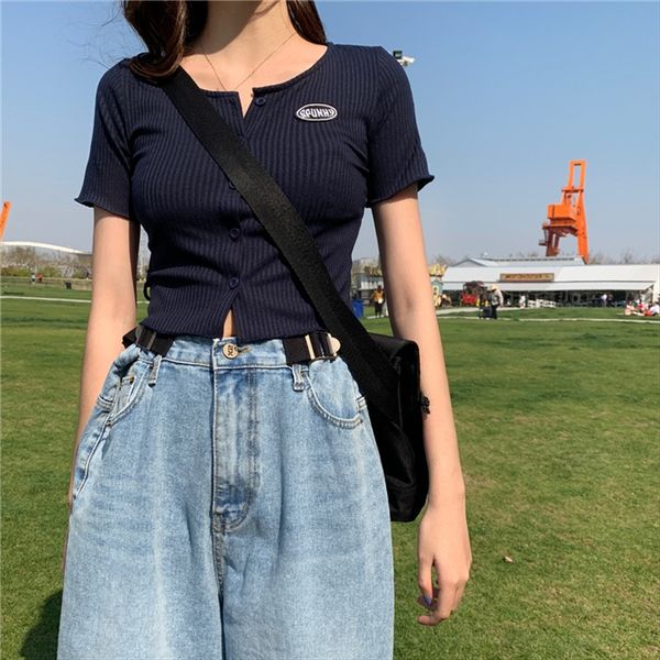 2019 tight knit cardigan slim elastic slim short sleeve base shirt shirt female, White
2019 tight knit cardigan slim elastic slim short sleeve base shirt shirt female, White