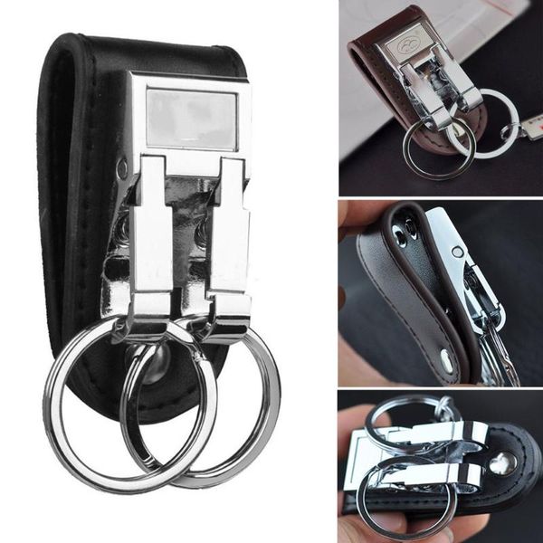 1 pcs leather stainless steel detachable keychain 2 loops waist belt clip anti-lost buckle hanging key ring holder, Silver 
1 pcs leather stainless steel detachable keychain 2 loops waist belt clip anti-lost buckle hanging key ring holder, Silver