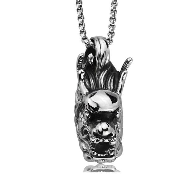 trendy vintage style stainless steel chinese totem dragon head pendant necklace link chain charm jewelry, Silver
trendy vintage style stainless steel chinese totem dragon head pendant necklace link chain charm jewelry, Silver