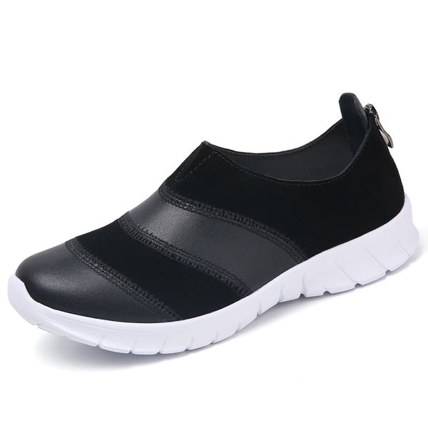 women's leather casual shoes zapatos de mujer fashion solid color patchwork flat sneakers casual female soft walking footwear, Black
women's leather casual shoes zapatos de mujer fashion solid color patchwork flat sneakers casual female soft walking footwear, Black