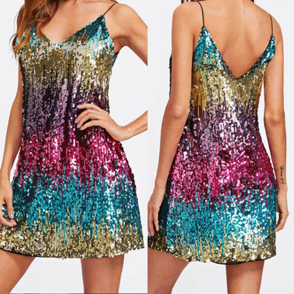 2019 new women's sparkle glitzy glam sequin sling flapper sleeveless v neck party club mini dresses woman party night, Black;gray
2019 new women's sparkle glitzy glam sequin sling flapper sleeveless v neck party club mini dresses woman party night, Black;gray