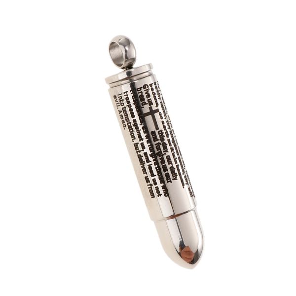 prayer steel stainless cross bullet pendant cremation urn bible gold/silver/black ashes iemek
prayer steel stainless cross bullet pendant cremation urn bible gold/silver/black ashes iemek