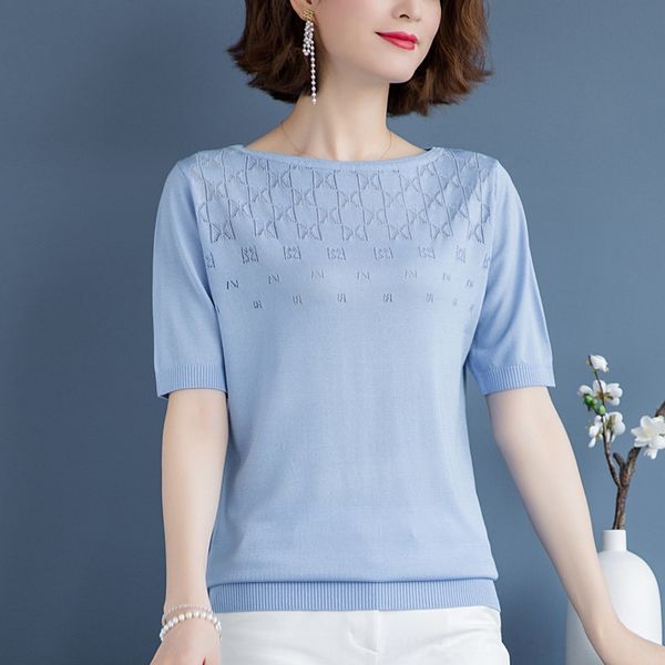 ice silk short-sleeved t-shirt female 2020 hollow-out thin solid color t-shirt shorts and shorts loose short knitwear fashion, White
ice silk short-sleeved t-shirt female 2020 hollow-out thin solid color t-shirt shorts and shorts loose short knitwear fashion, White