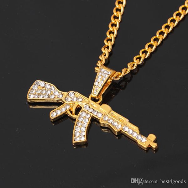 alloy ak47 gun pendant necklace iced out rhinestone with hip hop miami cuban chain gold silver color men women jewelry
alloy ak47 gun pendant necklace iced out rhinestone with hip hop miami cuban chain gold silver color men women jewelry