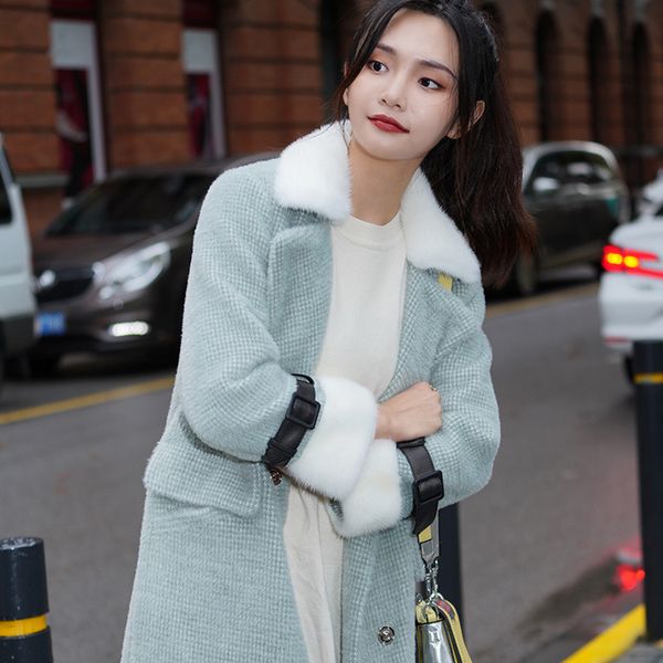 women's fur & faux coat real female winter wool jacket with collar korean long thick ladies cashmere coats women clothes 8820 s, Black
women's fur & faux coat real female winter wool jacket with collar korean long thick ladies cashmere coats women clothes 8820 s, Black