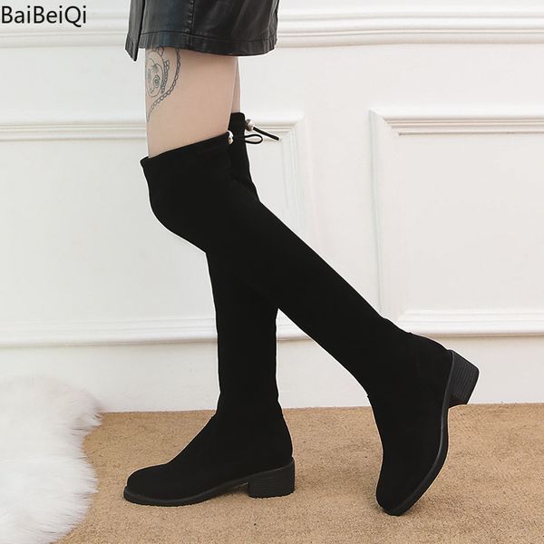 women casual stretch fabric over knee boots shoes women mid heels drees slim warm snow thigh high boots shoes woman botas mujer, Black
women casual stretch fabric over knee boots shoes women mid heels drees slim warm snow thigh high boots shoes woman botas mujer, Black