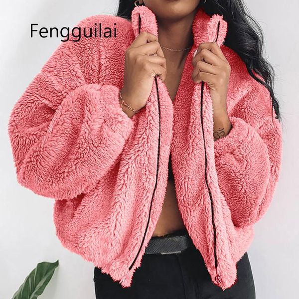 2019 new warm faux fur coat women winter fleece jacket solid zipper short outwear casual female oversize coats plus size casaco, Black
2019 new warm faux fur coat women winter fleece jacket solid zipper short outwear casual female oversize coats plus size casaco, Black