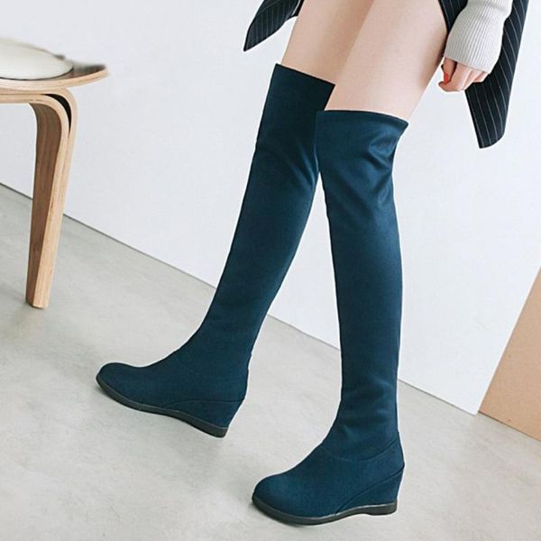 ladies club night solid shoes boots women's warm knee elastic boots wedge high large size student shoes booties, Black
ladies club night solid shoes boots women's warm knee elastic boots wedge high large size student shoes booties, Black