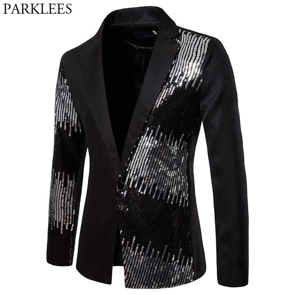 stylish sequin patchwork black suits &blazer men 2019 brand new one button slim fit blazer male party stage prom costume homme, White;black
stylish sequin patchwork black suits &blazer men 2019 brand new one button slim fit blazer male party stage prom costume homme, White;black