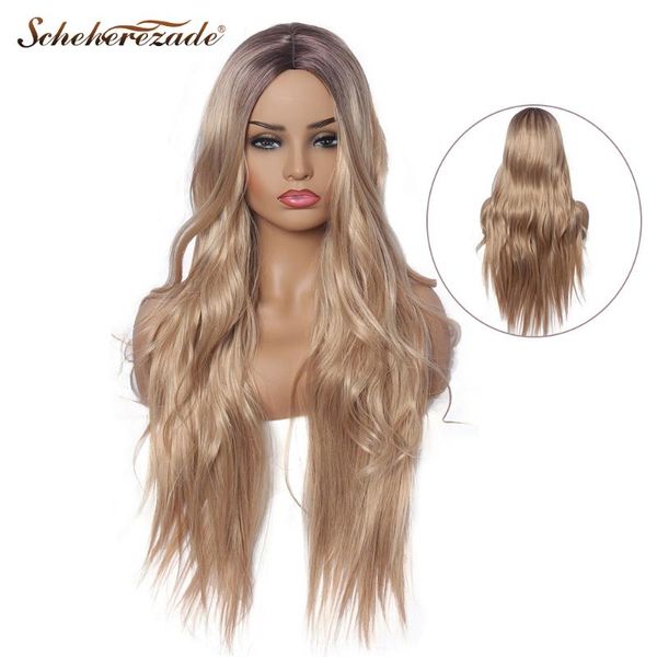 scheherezade ombre blonde long natural wave synthetic wigs for women cosplay wigs middle part high temperature fiber 30 inches, Black
scheherezade ombre blonde long natural wave synthetic wigs for women cosplay wigs middle part high temperature fiber 30 inches, Black