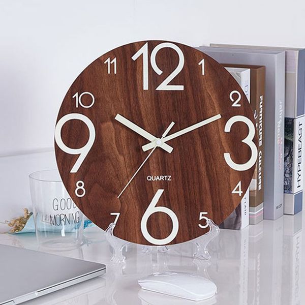 12" luminous night light wall clock wooden silent dark glowing quartz modern watches clock home room decor for living room
12" luminous night light wall clock wooden silent dark glowing quartz modern watches clock home room decor for living room