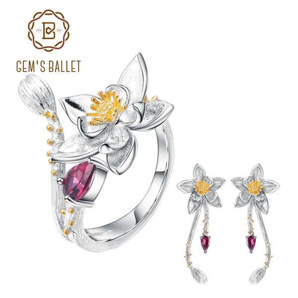 gem's ballet women silver ring earrings set natural rose garnet 925 sterling silver elegant vintage flower handmade high jewelry, Black
gem's ballet women silver ring earrings set natural rose garnet 925 sterling silver elegant vintage flower handmade high jewelry, Black