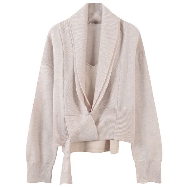 women's knits & tees temperament elegant knitting cardigan coat + pure color condole belt two suits spring female, White
women's knits & tees temperament elegant knitting cardigan coat + pure color condole belt two suits spring female, White