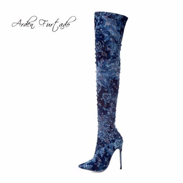 2019 blue denim jeans boots over the knee high stilettos boots shoes for woman high heels 12cm fashion shoes women 45 48, Black
2019 blue denim jeans boots over the knee high stilettos boots shoes for woman high heels 12cm fashion shoes women 45 48, Black
