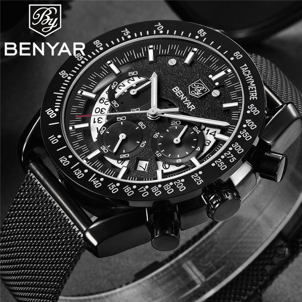 benyar sport watch men quartz male chronograph clock stainless steel waterproof man wristwatch 5120, Slivery;brown
benyar sport watch men quartz male chronograph clock stainless steel waterproof man wristwatch 5120, Slivery;brown