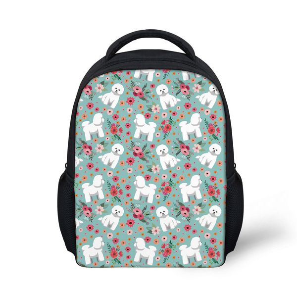 kids school bags backpack girls bichon frise printing preppy schoolbag small book bag for kids kindergarten bagpack