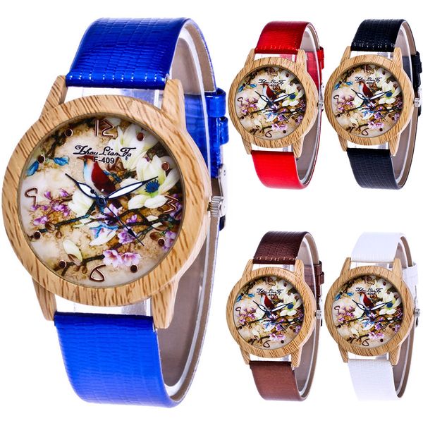 retro ladies watches casual quartz watches flower printed round dial leather strap with wood grain frame@88, Slivery;brown
retro ladies watches casual quartz watches flower printed round dial leather strap with wood grain frame@88, Slivery;brown