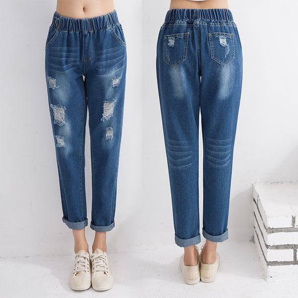 summer style women ripped denim capri pants elastic destroyed loose harem jeans woman stretch jeans capris pants, Blue
summer style women ripped denim capri pants elastic destroyed loose harem jeans woman stretch jeans capris pants, Blue