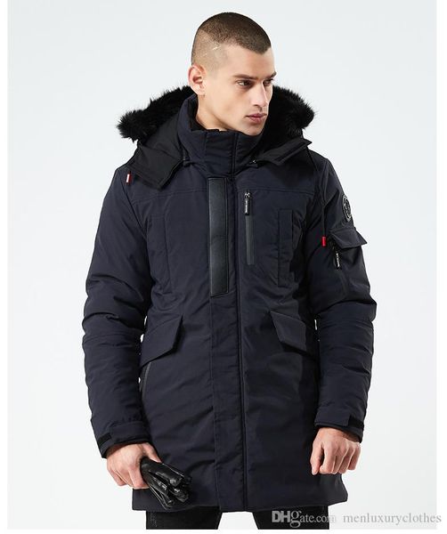 eu style winter thick down coats jackets for men hooded fur designer jacket middle long windbreaker outwear, Black
eu style winter thick down coats jackets for men hooded fur designer jacket middle long windbreaker outwear, Black