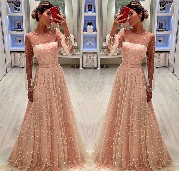 long sleeves peach pink evening dresses 2019 a line celebrity holiday women wear formal party prom gowns custom made plus size, Black;red
long sleeves peach pink evening dresses 2019 a line celebrity holiday women wear formal party prom gowns custom made plus size, Black;red