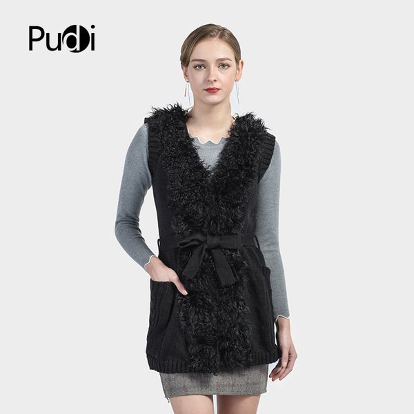 vt7015 new women knitted vest waistcoat/jackets garment sleeveless gielt with belt mongolian fur collar, Black;white
vt7015 new women knitted vest waistcoat/jackets garment sleeveless gielt with belt mongolian fur collar, Black;white