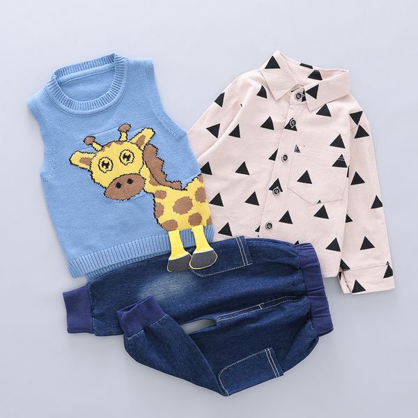 2019 autumn new girls boys giraffe animal sweater vest +t-shirt +pants three pieces clothing sets for children's clothing baby, White
2019 autumn new girls boys giraffe animal sweater vest +t-shirt +pants three pieces clothing sets for children's clothing baby, White