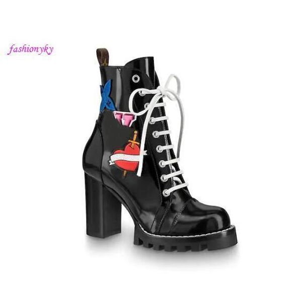 women's leather boots star trail popular thick heel black leather shoelaces rubber outsole luxury 1a2y bootswith box
women's leather boots star trail popular thick heel black leather shoelaces rubber outsole luxury 1a2y bootswith box