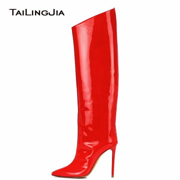 women fashion knee high boots mirror effect boots zipper red patent leather high heel metallic leather ladies wholesale, Black
women fashion knee high boots mirror effect boots zipper red patent leather high heel metallic leather ladies wholesale, Black