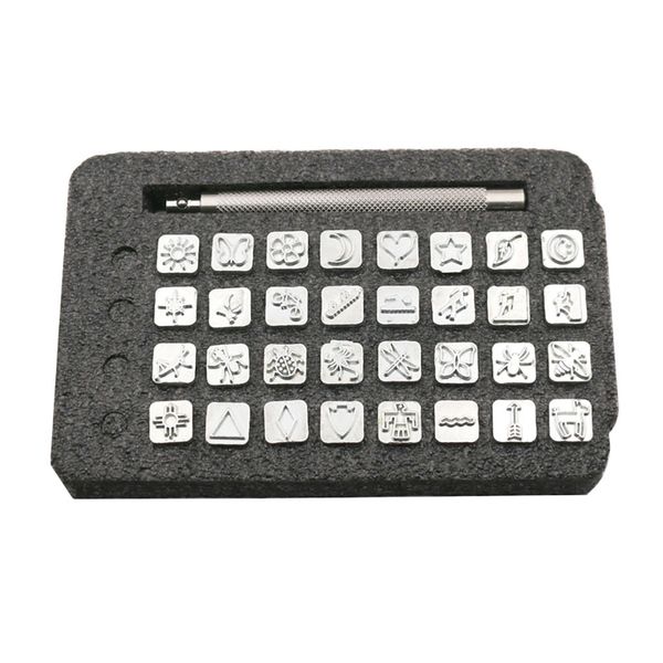 32 pieces leathercarft stamping tool set, steel making stamps punch tool 10mm + 1 stamping handle for leather craft diy
32 pieces leathercarft stamping tool set, steel making stamps punch tool 10mm + 1 stamping handle for leather craft diy