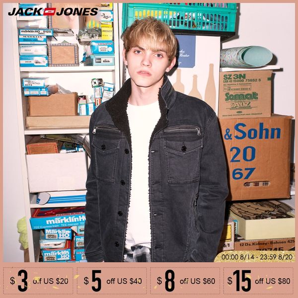 autumn winter new lamb wool-like denim jacket |218357506, Black;brown