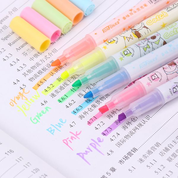 double head highlighter fragrance highlight marker color pens stationery office school supplies, Black;red
double head highlighter fragrance highlight marker color pens stationery office school supplies, Black;red